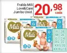 X Supermercados Fralda Mili Love&Care Jumbo Unid. oferta