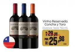 Novo Atacarejo Vinho reservado concha y toro diversos tipos oferta