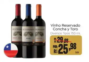 Novo Atacarejo Vinho reservado concha y toro diversos tipos oferta