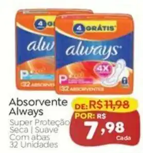 Novo Atacarejo Absorvente always super proteção seca | suave com abas oferta