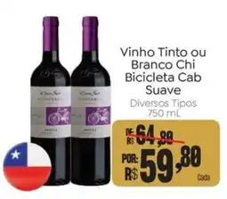 Novo Atacarejo Vinho Tinto ou Branco Chi Bicicleta Cab Suave oferta