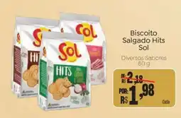 Novo Atacarejo Biscoito Salgado Hits Sol oferta