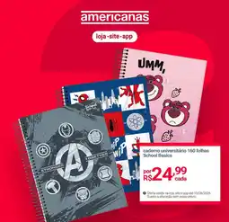 Lojas Americanas caderno universitário 160 folhas school basics oferta