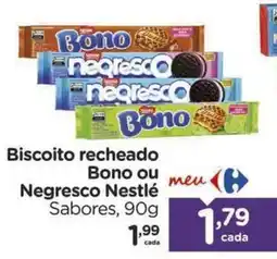 Carrefour Biscoito recheado Bono ou Negresco Nestlé oferta