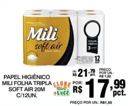 Supermercados Alvorada Papel higiênico mili folha tripla soft air 20m oferta