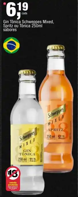 Frangolândia Gin Tônica Schweppes Mixed, Spritz ou Tônica 250ml sabores oferta
