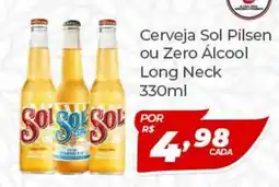 X Supermercados Cerveja Sol Pilsen ou Zero Álcool Long Neck oferta