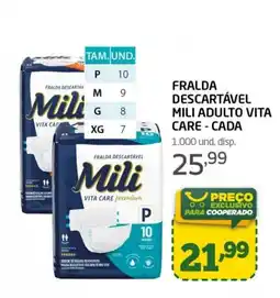 Cooper Fralda descartável mili adulto vita care oferta