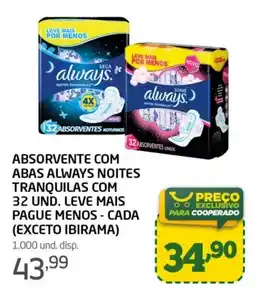 Cooper Absorvente com abas always noites tranquilas oferta