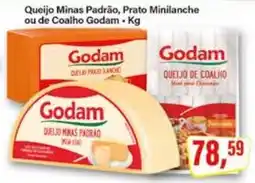 Rede Supermarket Queijo Minas Padrão, Prato Minilanche ou de Coalho Godam oferta