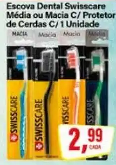 Rede Supermarket Escova Dental Swisscare Média ou Macia C/ Protetor de Cerdas C/ 1 Unidade oferta