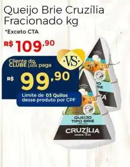 Villarreal Supermercados Queijo Brie Cruzília Fracionado kg oferta