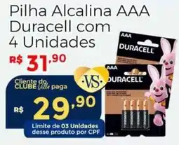 Villarreal Supermercados Pilha Alcalina AAA Duracell com 4 Unidades oferta