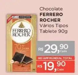 Supermercados Mundial Chocolate ferrero rocher vários tipos oferta