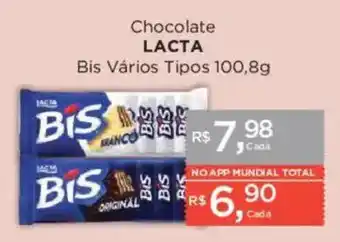 Supermercados Mundial Chocolate lacta bis vários tipos oferta