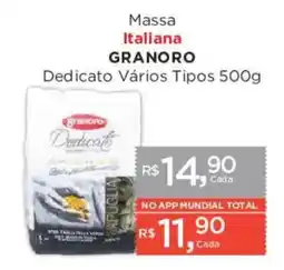 Supermercados Mundial Massa italiana granoro dedicato vários tipos oferta