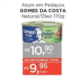Supermercados Mundial Atum em pedaços gomes da costa natural/óleo oferta