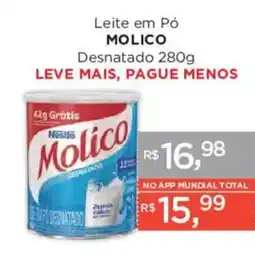 Supermercados Mundial Leite em Pó Molico Desnatado oferta