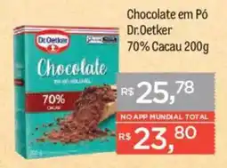 Supermercados Mundial Chocolate em Pó Dr.Oetker 70% Cacau oferta