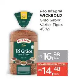 Supermercados Mundial Pão integral wickbold grão sabor vários tipos oferta