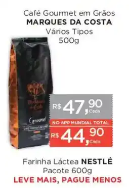 Supermercados Mundial Café Gourmet em Grãos Marques da Costa Vários Tipos oferta