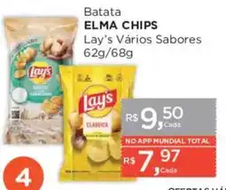 Supermercados Mundial Batata elma chips lay's vários sabores oferta