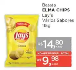 Supermercados Mundial Batata elma chips lay's vários sabores oferta