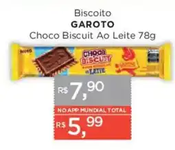 Supermercados Mundial Biscoito garoto choco biscuit ao leite oferta