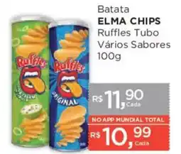 Supermercados Mundial Batata elma chips ruffles tubo vários sabores oferta