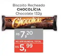 Supermercados Mundial Biscoito recheado chocolícia chocolate oferta