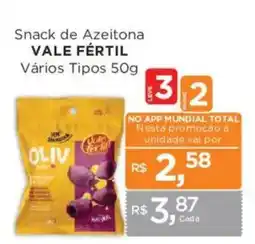 Supermercados Mundial Snack de Azeitona Vale Fértil Vários Tipos oferta