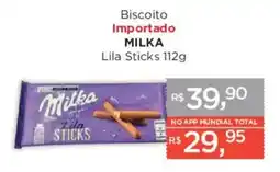 Supermercados Mundial Biscoito importado milka lila sticks oferta