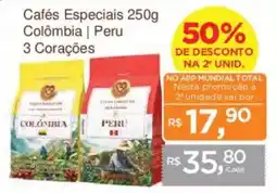 Supermercados Mundial Cafés Especiais 250g Colômbia | Peru 3 Corações oferta