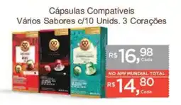Supermercados Mundial Cápsulas Compatíveis Vários Sabores c/10 Unids. 3 Corações oferta