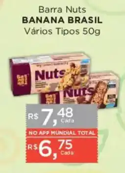 Supermercados Mundial Barra Nuts Banana Brasil Vários Tipos oferta