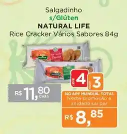 Supermercados Mundial Salgadinho s/glúten natural life rice cracker vários sabores oferta