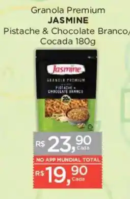 Supermercados Mundial Granola premium jasmine pistache & chocolate branco oferta