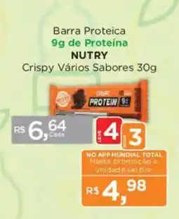 Supermercados Mundial Barra Proteica 9g de Proteína Nutry Crispy Vários Sabores oferta