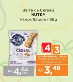 Supermercados Mundial Barra de Cereais Nutry Vários Sabores oferta