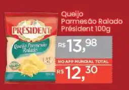 Supermercados Mundial Queijo Parmesão Ralado Président oferta