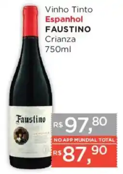 Supermercados Mundial Vinho Tinto Espanhol Faustino Crianza oferta