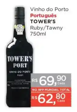 Supermercados Mundial Vinho do porto tower's ruby/tawny oferta