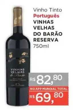 Supermercados Mundial Vinho Tinto Português Vinhas Velhas Do Barão Reserva oferta