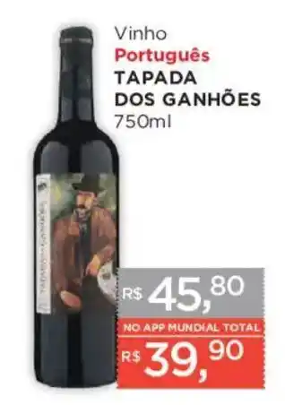 Supermercados Mundial Vinho Português Tapada dos Ganhões oferta