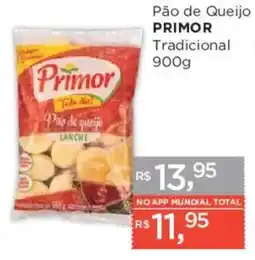 Supermercados Mundial Pão de queijo primor tradicional oferta