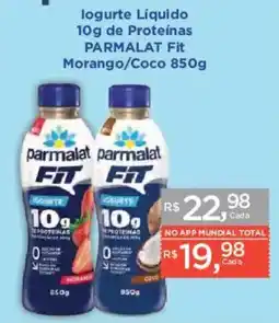 Supermercados Mundial Iogurte Líquido Parmalat Fit Morango/Coco oferta