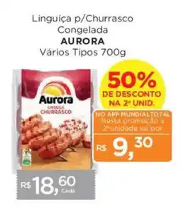 Supermercados Mundial Linguiça p/churrasco congelada aurora vários tipos oferta