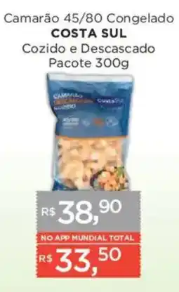 Supermercados Mundial Camarão 45/80 Congelado Costa Sul oferta