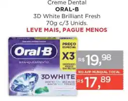 Supermercados Mundial Creme Dental Oral-B 3D White Brilliant Fresh oferta