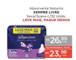 Supermercados Mundial Absorvente Noturno Sempre Livre Seca/Suave oferta
